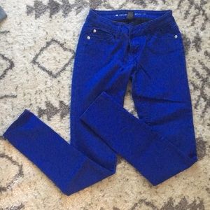 Blue skinny jeans, slight stretch